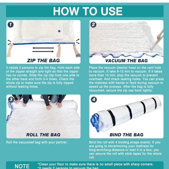 Memory Foam Mattress Vacuum Storage Bag - White - Picture 5 of 6